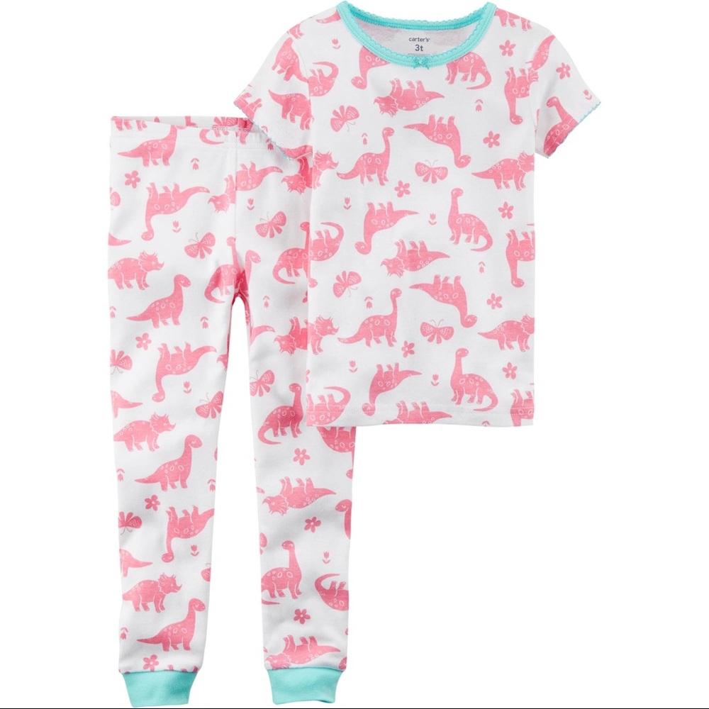 Carters Girl Dino dinosaur pajamas 100% cotton NWT